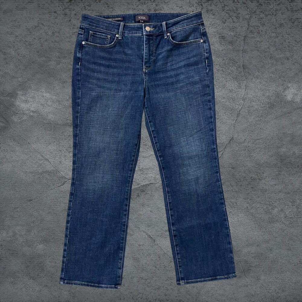 NYDJ Women Marilyn Straight Jeans Mid Rise Lift Tuck Technology Stretch Size 10